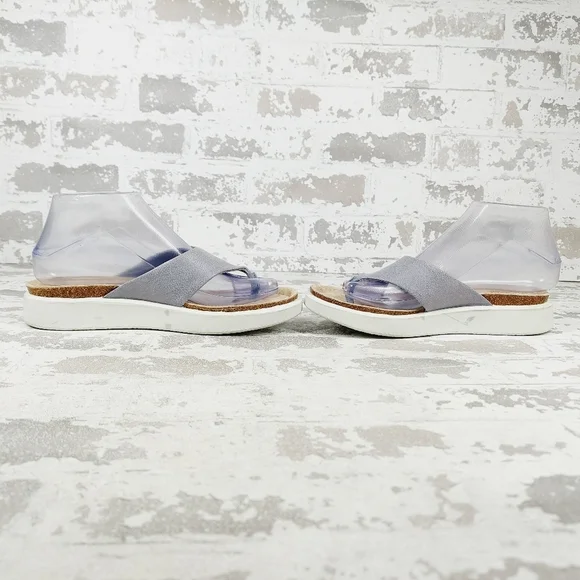 New ECCO Womens Corksphere Leather Grey Tong Sandals D241 - Picture 7 of 13